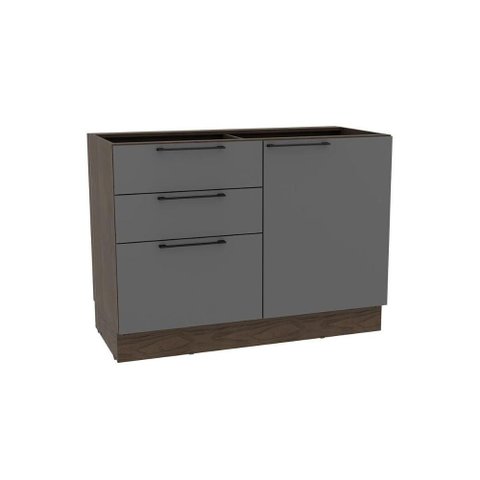Balcão de Cozinha Amsterdam Ph 3135 C/ 1 Porta 3 Gavetas e Divisor de Talheres S/ Tampo 120cm Avela