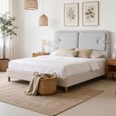 Ver imagem 4 de Cabeceira Cama Box Casal Estofada 140cm Mali P05 Linho Cinza Claro - Lyam Decor