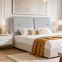 Ver imagem 3 de Cabeceira Cama Box Casal Estofada 140cm Mali P05 Linho Cinza Claro - Lyam Decor