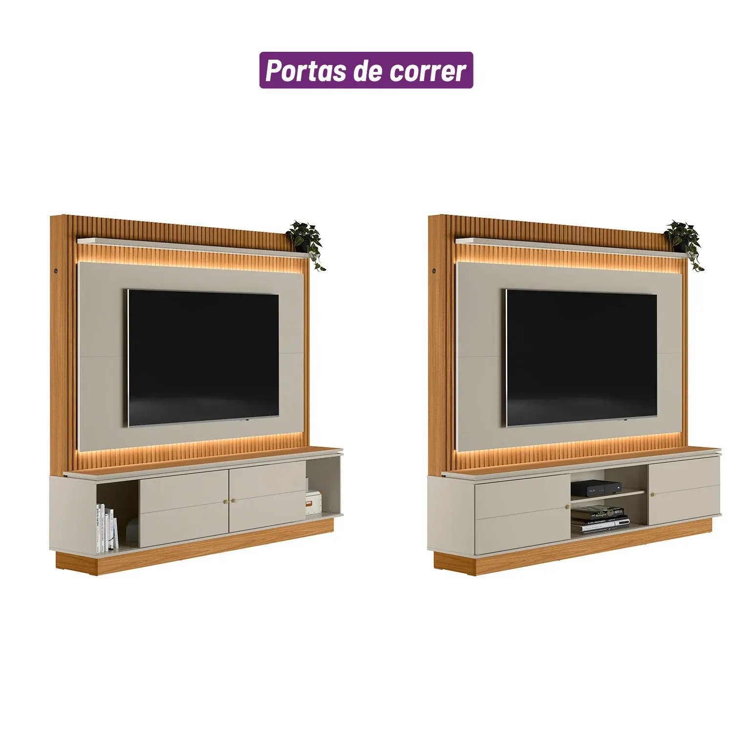 Estante Home para TV até 75 Polegadas com LED 2 Portas Guararapes  - 7