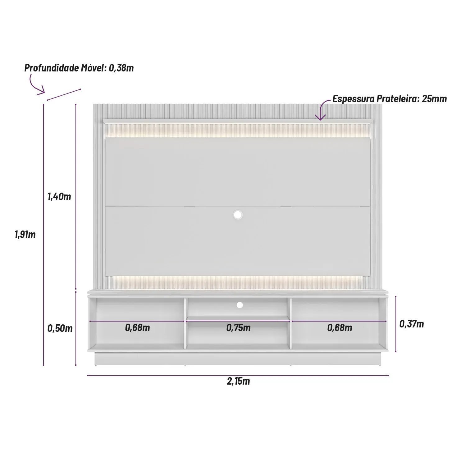 Estante Home para TV até 75 Polegadas com LED 2 Portas Guararapes  - 4