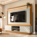 Ver imagem 1 de Estante para TV e Home Theater Ripado para TV até 75 Polegadas com LED MDF 215CMX191CM LED Guararapes Linea Brasil Bege