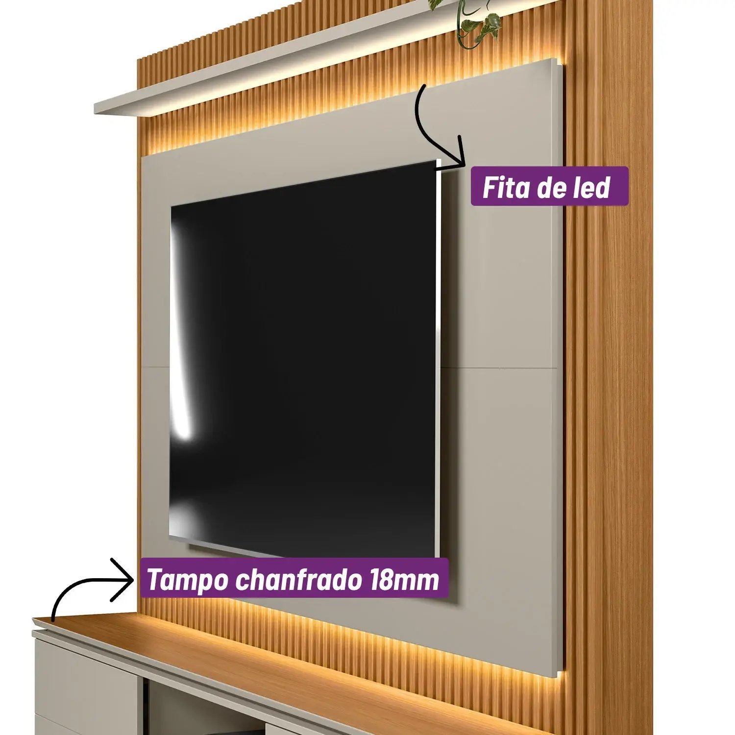 Estante Home para TV até 75 Polegadas com LED 2 Portas Guararapes  - 10