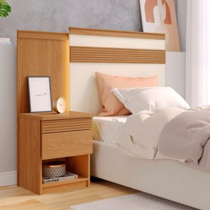 Cabeceira para Cama de Solteiro com Mesa de Cabeceira 100% MDF Granada