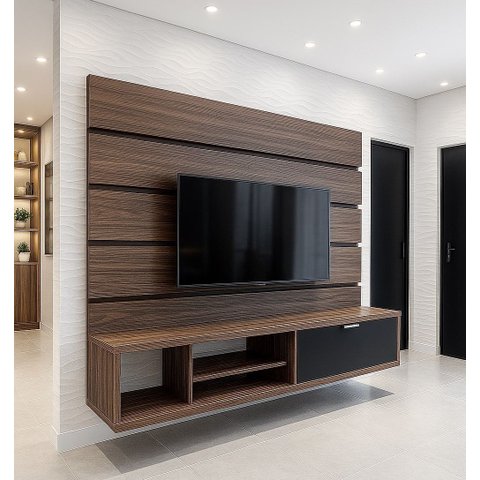 Rack com Painél para Tv em Mdf Sala de Estar Moderno
