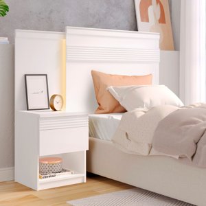 Cabeceira para Cama de Solteiro com Mesa de Cabeceira 100% MDF Granada