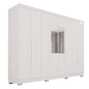 Ver imagem 3 de Guarda-roupa Casal Pinheiro 8 Portas 4 Gavetas com Pés e Espelho Branco - Pnr Móveis