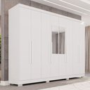 Ver imagem 1 de Guarda-roupa Casal Pinheiro 8 Portas 4 Gavetas com Pés e Espelho Branco - Pnr Móveis