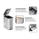 Ver imagem 3 de Lixeira Linius Inox Escovado 5L Pedal e Tampa com Amortecimento