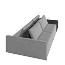 Ver imagem 5 de Sofá Ilha Modulado Milos 252cm Puff Lateral Cinza Preto Manchado Veludo/pu G33 - Gran Belo