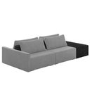 Ver imagem 2 de Sofá Ilha Modulado Milos 252cm Puff Lateral Cinza Preto Manchado Veludo/pu G33 - Gran Belo