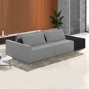Ver imagem 1 de Sofá Ilha Modulado Milos 252cm Puff Lateral Cinza Preto Manchado Veludo/pu G33 - Gran Belo