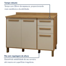 Balcão 120cm 3 Portas 2 Gavetas Salvador - 4
