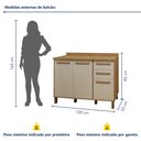Ver imagem 7 de Balcão 120cm 3 Portas 2 Gavetas Salvador Bege/Cinamomo/Off White
