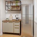 Ver imagem 1 de Balcão 120cm 3 Portas 2 Gavetas Salvador Bege/Cinamomo/Off White