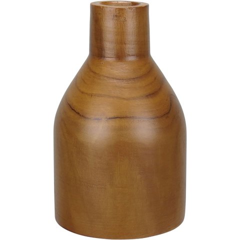 Vaso Decorativo de Madeira Natural 25x15x15cm Enfeite Sala Mesa Estante Aparador