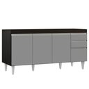 Ver imagem 1 de Balcão Gabinete 160cm sem Tampo 4 Portas 2 Gavetas Arkansas Preto/cinza - Lumil Móveis