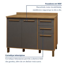 Balcão 120cm 3 Portas 2 Gavetas Salvador - 3