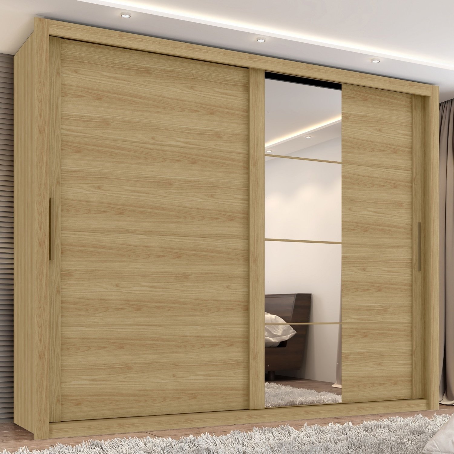 Guarda Roupa Casal com Espelho 2 Portas 6 Gavetas Imperador Plus