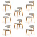 Ver imagem 3 de Kit 8 Cadeiras Decorativas Sala de Jantar Luxo Mavie Linho Cinza - Mozzelar