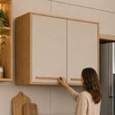Ver mais imagens de Armário Aéreo 80cm 2 Portas Salvador Bege/Cinamomo/Off White