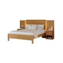 Ver imagem 2 de Cama Casal com Cabeceira e 2 Mesas de Cabeceira 100% MDF Granada Marrom/Freijó