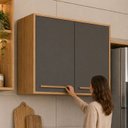 Ver mais imagens de Armário Aéreo 80cm 2 Portas Salvador Cinza/Cinamomo/Grafite