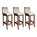 Ver imagem 1 de Kit 3 Banquetas Estofadas com Encosto Média Milão 94 cm Madeira Maciça Suede Bege CCS
