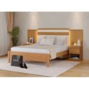 Ver imagem 1 de Cama Casal com Cabeceira e 2 Mesas de Cabeceira 100% MDF Granada Marrom/Freijó/Off White