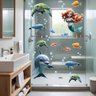 Adesivo Box de Banheiro Infantil Sereia Golfinhos Tartarugas - 1