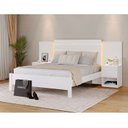 Ver imagem 1 de Cama Casal com Cabeceira e 2 Mesas de Cabeceira 100% MDF Granada Branco