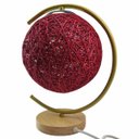 Ver imagem 6 de Luminaria Abajur Meia Lua Cupula Bola Rustica Base Madeira Decoraçao Quarto Sala Casa Escritorio Enf