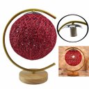 Ver imagem 1 de Luminaria Abajur Meia Lua Cupula Bola Rustica Base Madeira Decoraçao Quarto Sala Casa Escritorio Enf