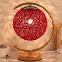 Ver imagem 4 de Luminaria Abajur Meia Lua Cupula Bola Rustica Base Madeira Decoraçao Quarto Sala Casa Escritorio Enf