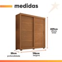 Ver imagem 3 de Guarda Roupas Casal 2 Portas de Correr 4 Gavetas Siena Madeirado