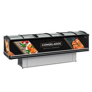 Ilha Expositor p/ Congelados e Resfriados GESV-290CPR Plus Preto Vidro Curvo Deslizante Gelopar