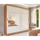 Ver imagem 1 de Guarda Roupa 2 Portas de Correr e 4 Gavetas C- 1 Espelho e Pés Blumenau Cinamomo-off White - Panan