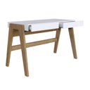 Ver imagem 6 de Conjunto Home Offce 2 Peças Escrivaninha 120cm 2 Gavetas e Estante 5 Prateleiras Trend Hanover Off W Marrom/White
