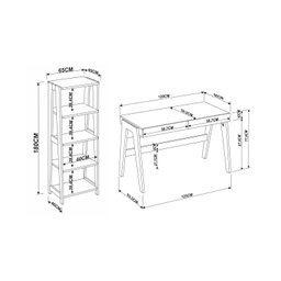 Kit Home Offce 2 Peças Escrivaninha 120cm 2 Gavetas e Estante 5 Prateleiras Trend - 3