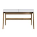 Ver imagem 4 de Conjunto Home Offce 2 Peças Escrivaninha 120cm 2 Gavetas e Estante 5 Prateleiras Trend Hanover Off W Marrom/White