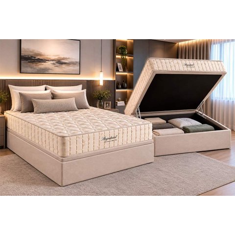 Cama Box Baú Casal: Colchão Molas Masterpocket Ensacadas D Angelis Anjos Superlastic Anjos Hotel