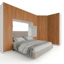 Ver imagem 3 de Guarda Roupa Modulado de Casal 10 Portas 5 Peças e 1 Cabeceira Hera CabeCasa MadeiraOriginals Branco/Algodão/Louro