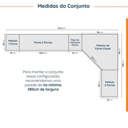 Guarda Roupa Modulado de Casal 10 Portas 5 Peças e 1 Cabeceira Hera CabeCasa MadeiraOriginals - 4 Guarda Roupa Modulado de Casal 10 Portas 5 Peças e 1 Cabeceira Hera CabeCasa MadeiraOriginals - 4