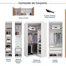 Guarda Roupa Modulado de Casal 10 Portas 5 Peças e 1 Cabeceira Hera CabeCasa MadeiraOriginals - 3 Guarda Roupa Modulado de Casal 10 Portas 5 Peças e 1 Cabeceira Hera CabeCasa MadeiraOriginals - 3