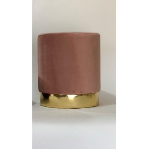 PUFF ROSA ESCURO RODAPE DOURADO
