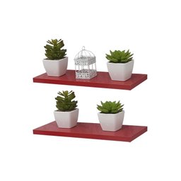 Kit 2 Prateleiras 40 x 20cm Vermelha Suporte Invisível - 2