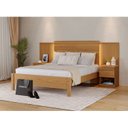 Ver imagem 1 de Cama Casal com Cabeceira e 2 Mesas de Cabeceira 100% MDF Granada Marrom/Freijó
