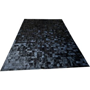 Tapete De Couro Preto Tingido 2,00x3,00 Com Borda