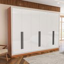 Ver imagem 1 de Guarda-roupa Casal Valência 6 Portas 4 Gavetas Freijó/branco - Politorno