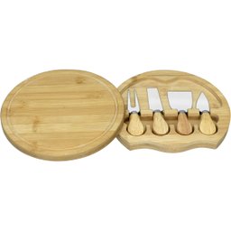 Jogo 4 Peças para Queijo Home&co com Tabua de Corte Deslizante Bambu Natural - 1